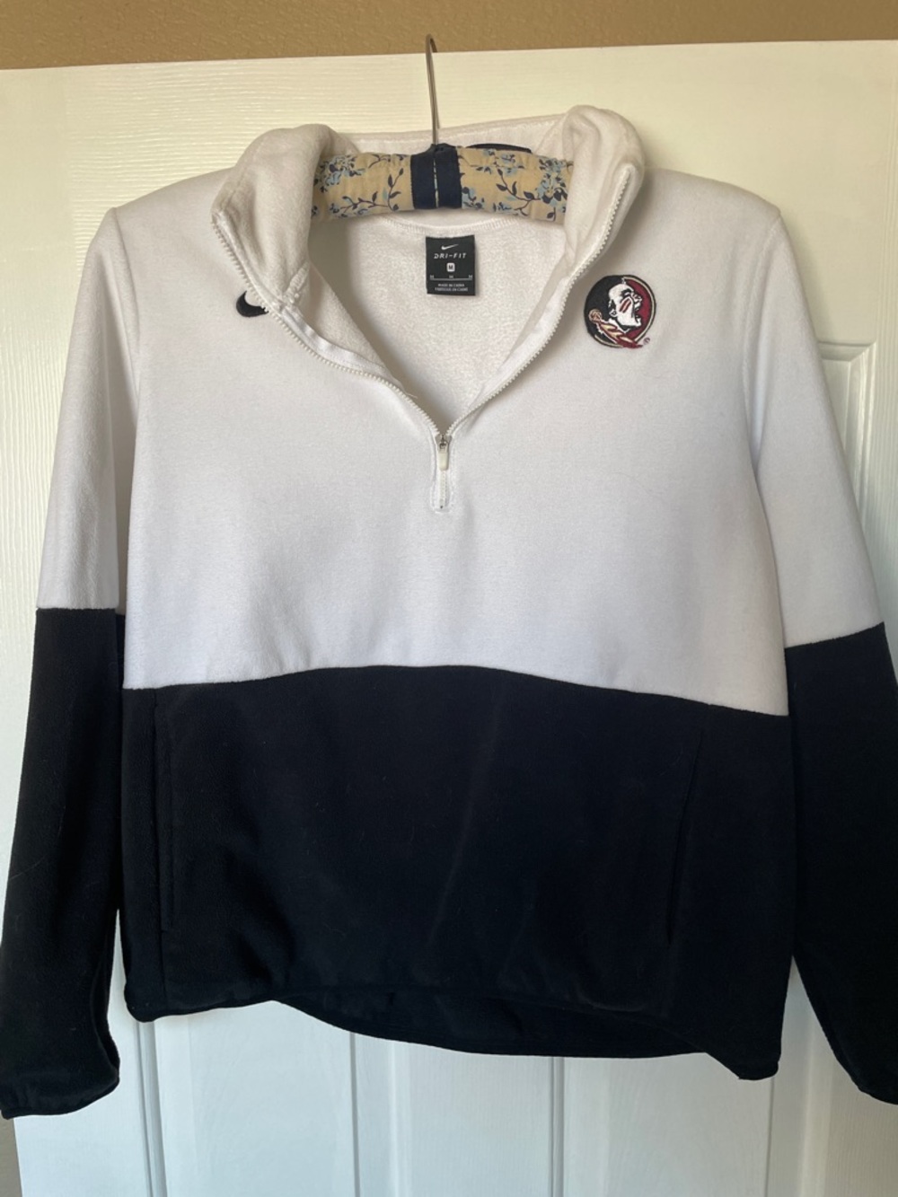 Florida State Nike Women's White and Black Quarter-Zip Fleece Pullover